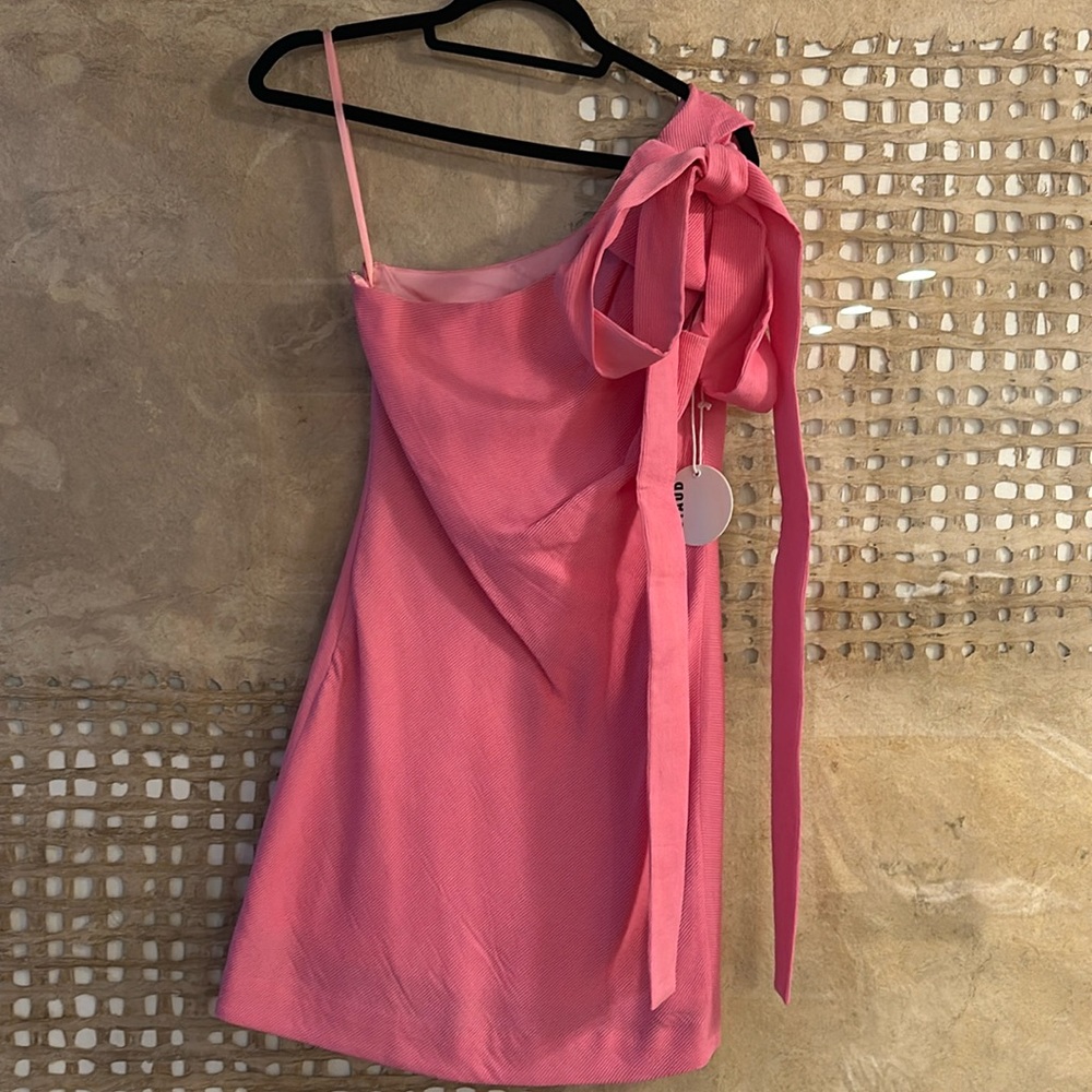 Staud Floret Bubblegum Pink Bow Dress